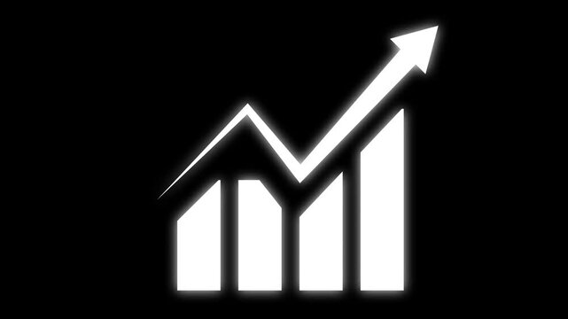 Business graph icon showing growth. business graph showing business success isolate on black.