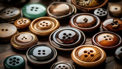 buttons on a wooden background