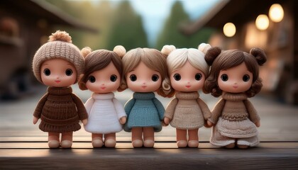 Adorable dolls in a row 