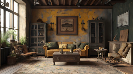 Charming Living Room Blending Beautiful Decor with Rustic Elements