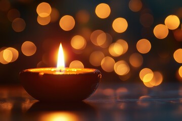 Happy Diwali. Clay Diya lamps during Diwali celebration, Hindu festival of lights celebration.
