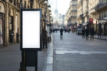 Blank Billboard on Parisian Street