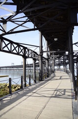 Fototapeta premium Muelle del Tinto or Muelle Eiffel. Mineral loading dock, designed by Sir George Barclay Bruce and Thomas Gibson following the premises of the Gustave Eiffel school.Huelva.Spain. 