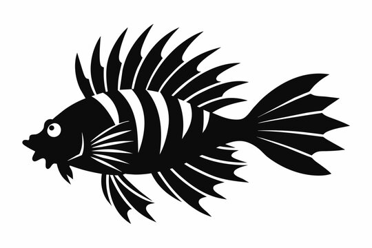 black and white fish swimming clip art preview