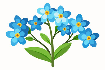 Forget me not flower clipart, isolated vector illustration.
