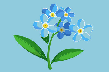 Forget me not flower clipart, isolated vector illustration.
