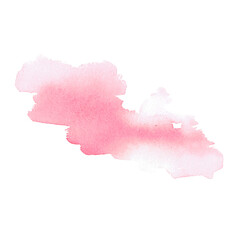 Blurred pink spot in a watercolor illustration. Drip for design of juicy products and backgrounds. Isolated from background