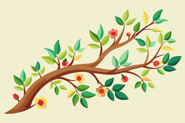 Branch garden watercolor clipart illustration with isolated background
