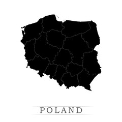 Poland map on white background vector. Administrative regions of Poland
