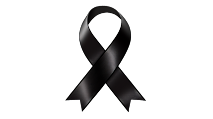 Breast cancer awareness black ribbon isolated, transparent background
