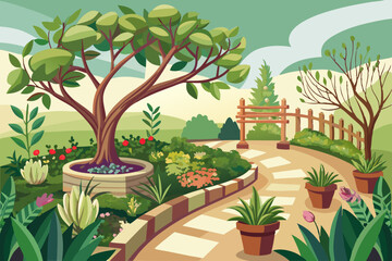 Branch garden watercolor clipart illustration with isolated background
