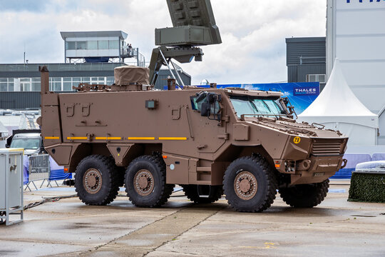 VBMR Griffon military six-wheel multi-purpose armoured personnel carrier at the Paris Air Show. Le Bourget, France - June 22, 2023