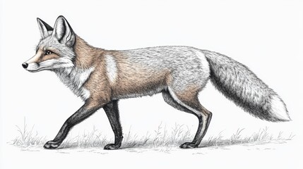 Fototapeta premium Detailed Illustration of a Walking Fox Generative AI