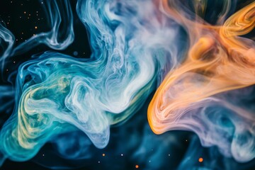 Obraz premium Abstract Swirling Smoke with Orange and Blue Hues