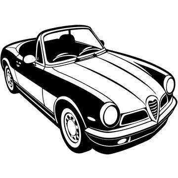 black and white convertible car clip art preview