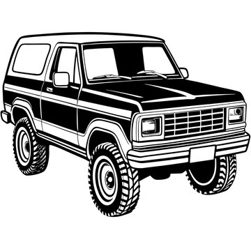 black and white suv vehicle clip art preview