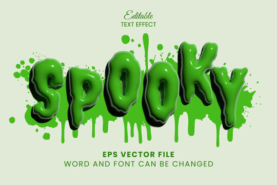 Happy halloween melted green inflated editable vector text effect
