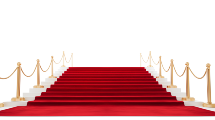 Red carpet steps and gold handrails separate from background png