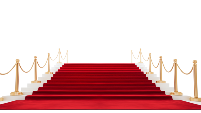 Red carpet steps and gold handrails separate from background png