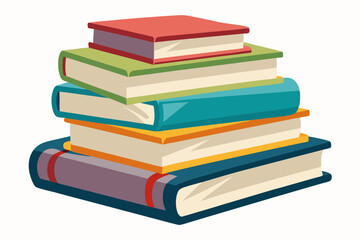 Stack of books watercolor clipart illustration with isolated background
