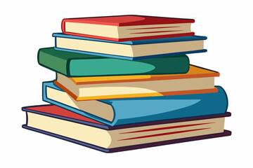 Stack of books watercolor clipart illustration with isolated background
