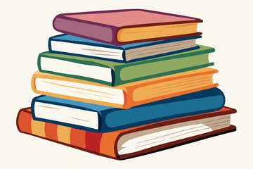 Stack of books watercolor clipart illustration with isolated background
