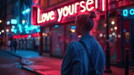 Fototapeta premium Women admiring neon 