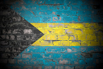 Flag of Bahamas on brick wall