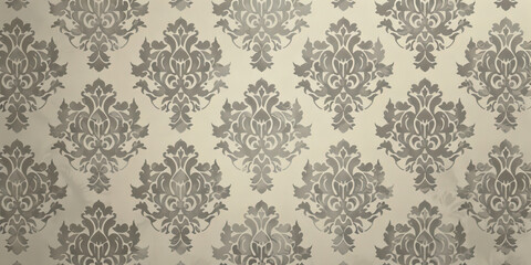 Fototapeta premium A patterned wallpaper in subtle shades of gray and beige, creating a sophisticated and understated background for an elegant living room.
