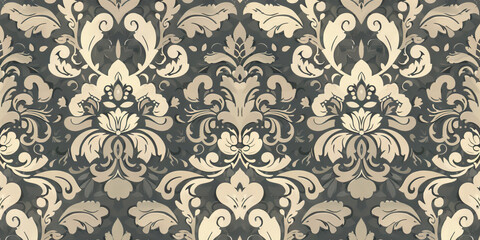 Obraz premium A patterned wallpaper in subtle shades of gray and beige, creating a sophisticated and understated background for an elegant living room.