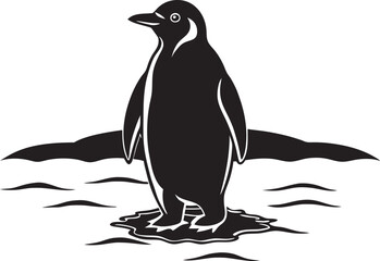 A penguin full body silhouette vector on white background