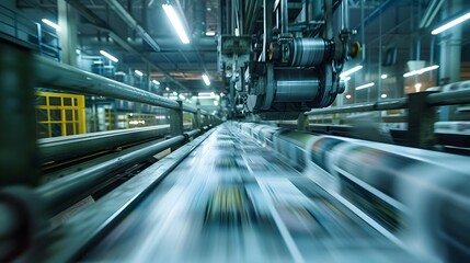 Fototapeta premium High Speed Printing Press Producing Newspapers and Magazines at an Industrial Pace