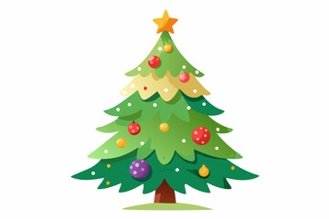 Christmas tree watercolor clipart illustration with isolated background.
