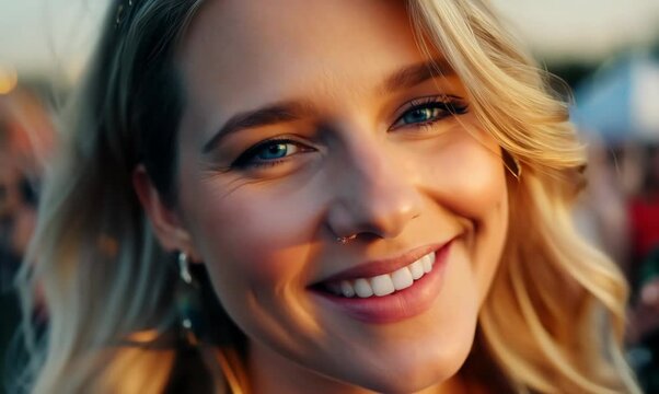 Extreme Close-Up of German Woman Enjoying Live Music at Concert