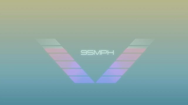 60MPH text animation over gradient background with V-shaped colored bars