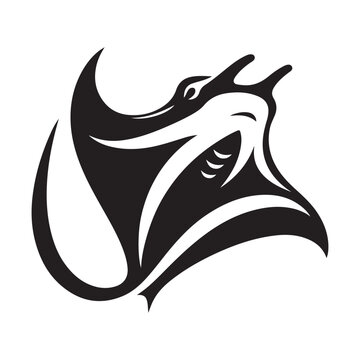 black and white manta ray graphic clip art preview