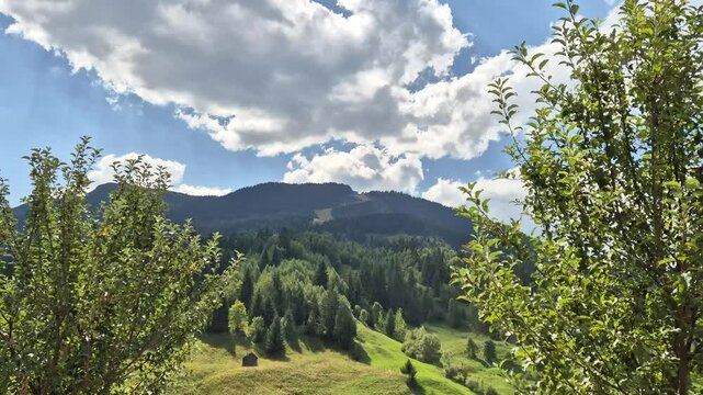 Timelapse capturing the stunning mountain scenery of Rodnei National Park in Borsa, located in the Bucovina region of Romania