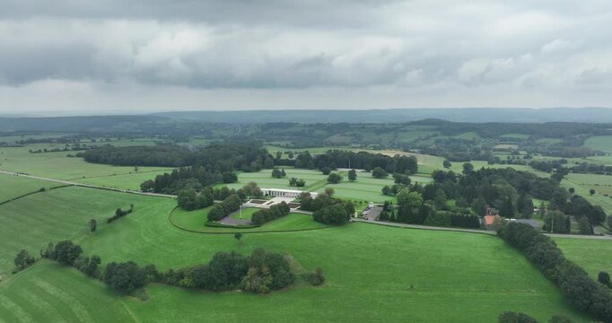 Henri Chapelle American Cemetery and Memorial in Belgium world war 2 monument, aerial drone video