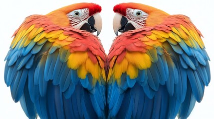 Obraz premium Mirror Image of Scarlet Macaws Generative AI