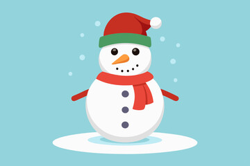 Snowman clipart, isolated vector illustration.