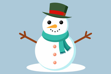 Snowman clipart, isolated vector illustration.