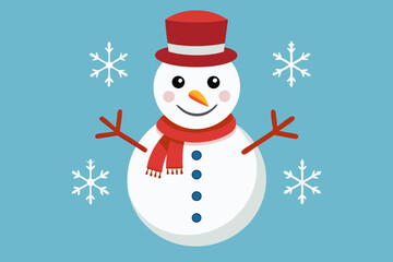 Snowman clipart, isolated vector illustration.