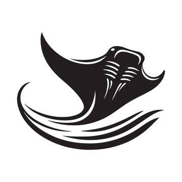 black manta ray swimming in water clip art preview
