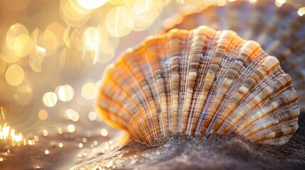 Nautilus shell in an abstract setting, showcasing its intricate spiral design. The shell's geometric pattern is a beautiful display of nature's artistry.
