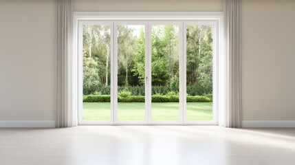 Obraz premium Double PVC patio doors with large clear glass panels