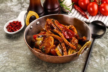 Asian cuisine pork in oyster sauce