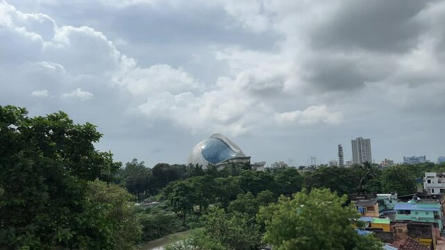 Wide shot of Dhono Dhanno Stadium - The conch shaped auditorium at Kolkata