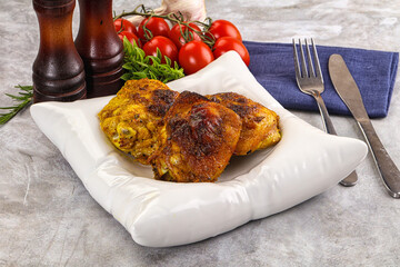 Roasted chicken thighs  with spices