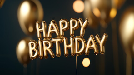 Luxurious 3D HAPPY BIRTHDAY text crafted from polished bronze letters, with deep, warm tones and smooth 