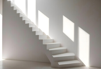 Fototapeta premium Concept photo of close-up white stairs